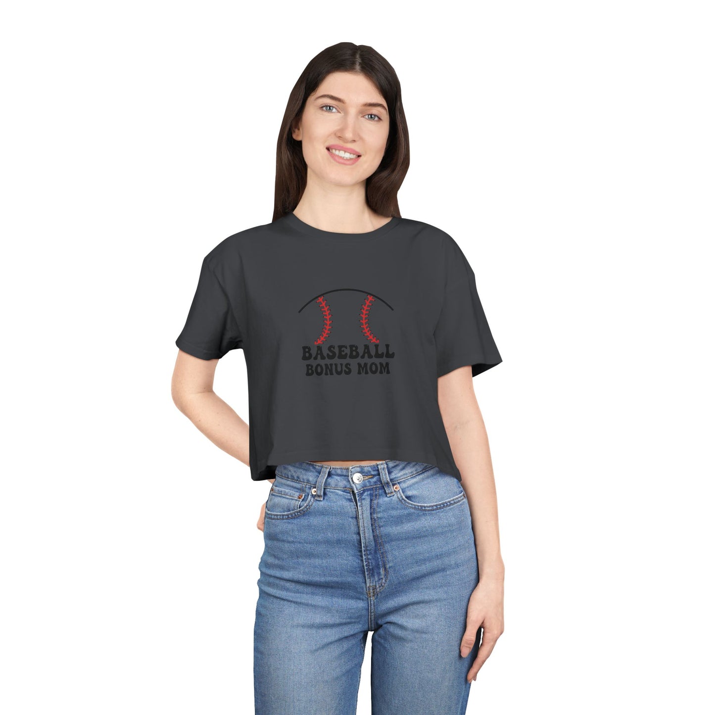 Baseball Bonus Mom Women's Crop Tee - The Sideline Tribe