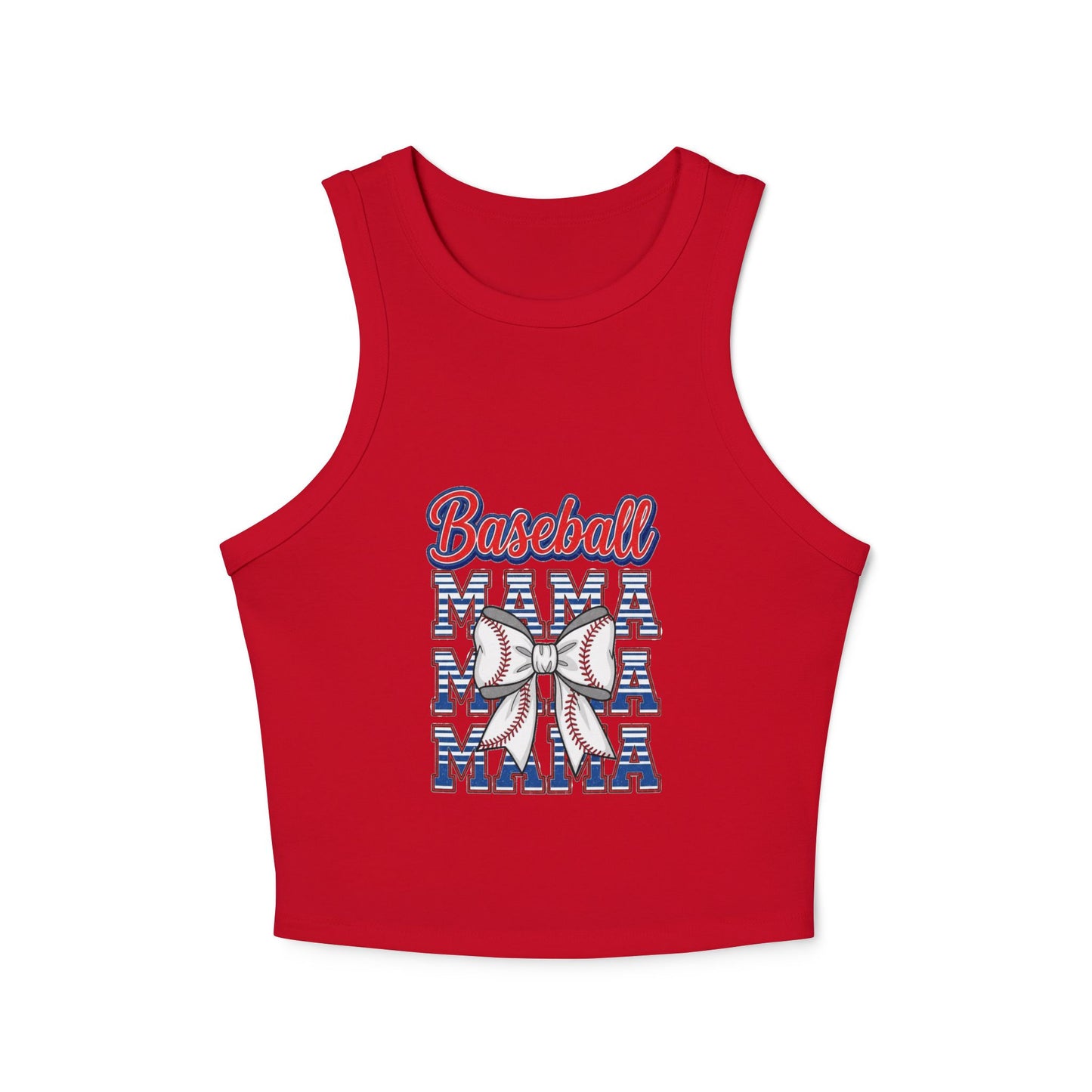 Baseball Mama Racer Tank Top - Women's Micro Ribbed Crop Top