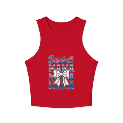 Baseball Mama Racer Tank Top - Women's Micro Ribbed Crop Top