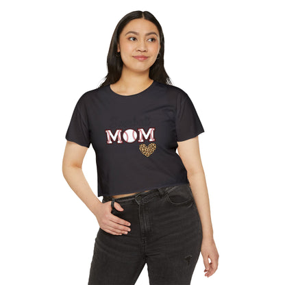 Baseball Mom Festival Crop Top – In My Baseball Mom Era Scoop Neck Tee | Lightweight Raw Hem Crop Shirt | Trendy Game Day Apparel