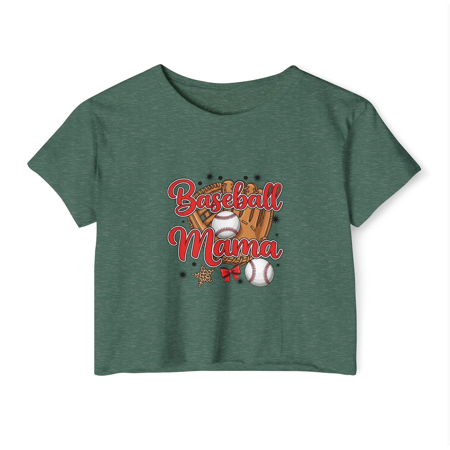Baseball Mama Women's Festival Crop Top - Cute Summer Tee for Sports Lovers