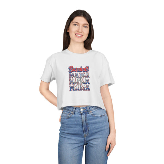 Baseball Graphic Women's Crop Tee - Perfect for Game Day Enthusiasts!