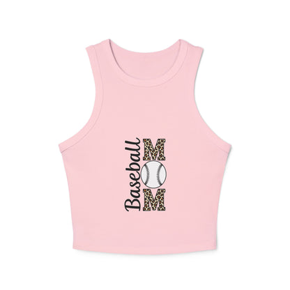 Baseball Mom Racer Tank – Micro Rib Fitted High Neck Top | Lightweight Game Day Shirt | Trendy Sports Mom Apparel