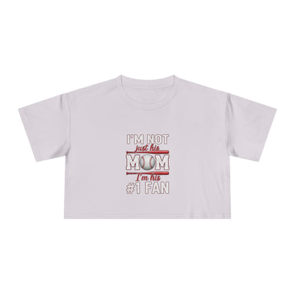 Mom’s #1 Fan Crop Tee – Relaxed Fit Women’s Crop Top | Soft Combed Cotton Game Day Shirt | Trendy Sports Mom Apparel