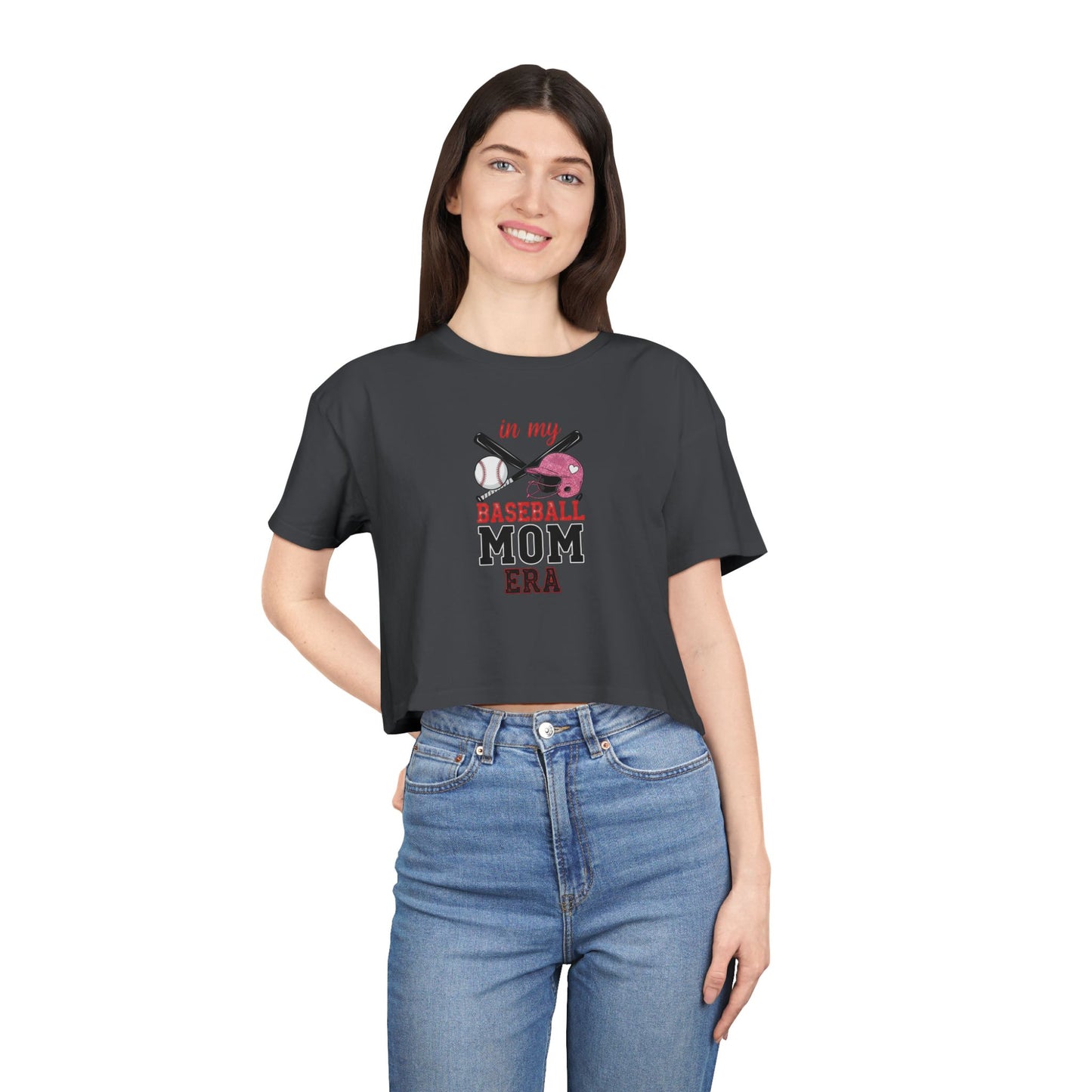 Baseball Mom Crop Tee – Trendy Women's Shirt for Game Day Style - The Sideline Tribe