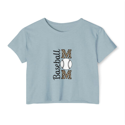 Baseball Mom Crop Top – Lightweight Scoop Neck Festival Tee | Trendy Game Day Shirt | Casual Sports Mom Apparel