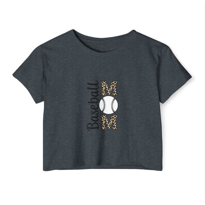 Baseball Mom Crop Top – Lightweight Scoop Neck Festival Tee | Trendy Game Day Shirt | Casual Sports Mom Apparel
