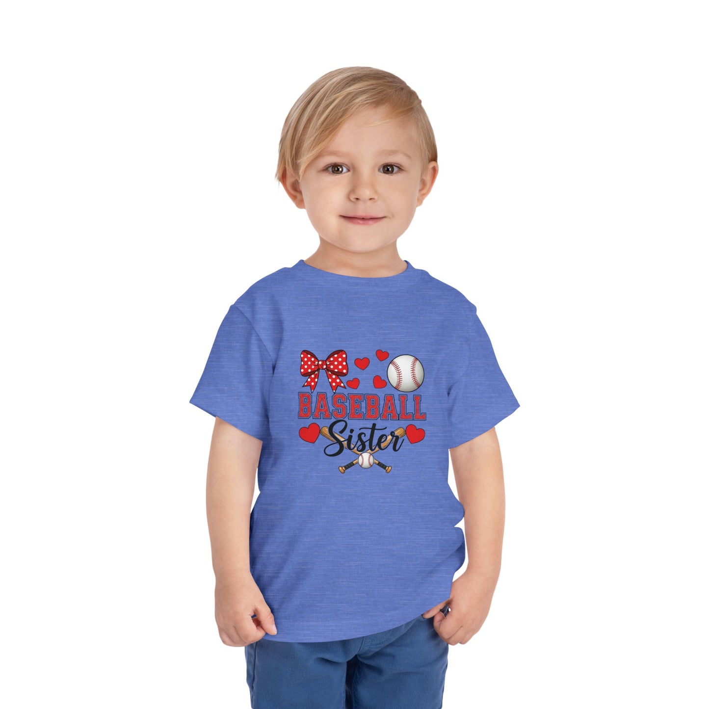 Baseball Sister Toddler Short Sleeve Tee – Soft Cotton Game Day Shirt for Little Fans | Airlume Combed Comfort