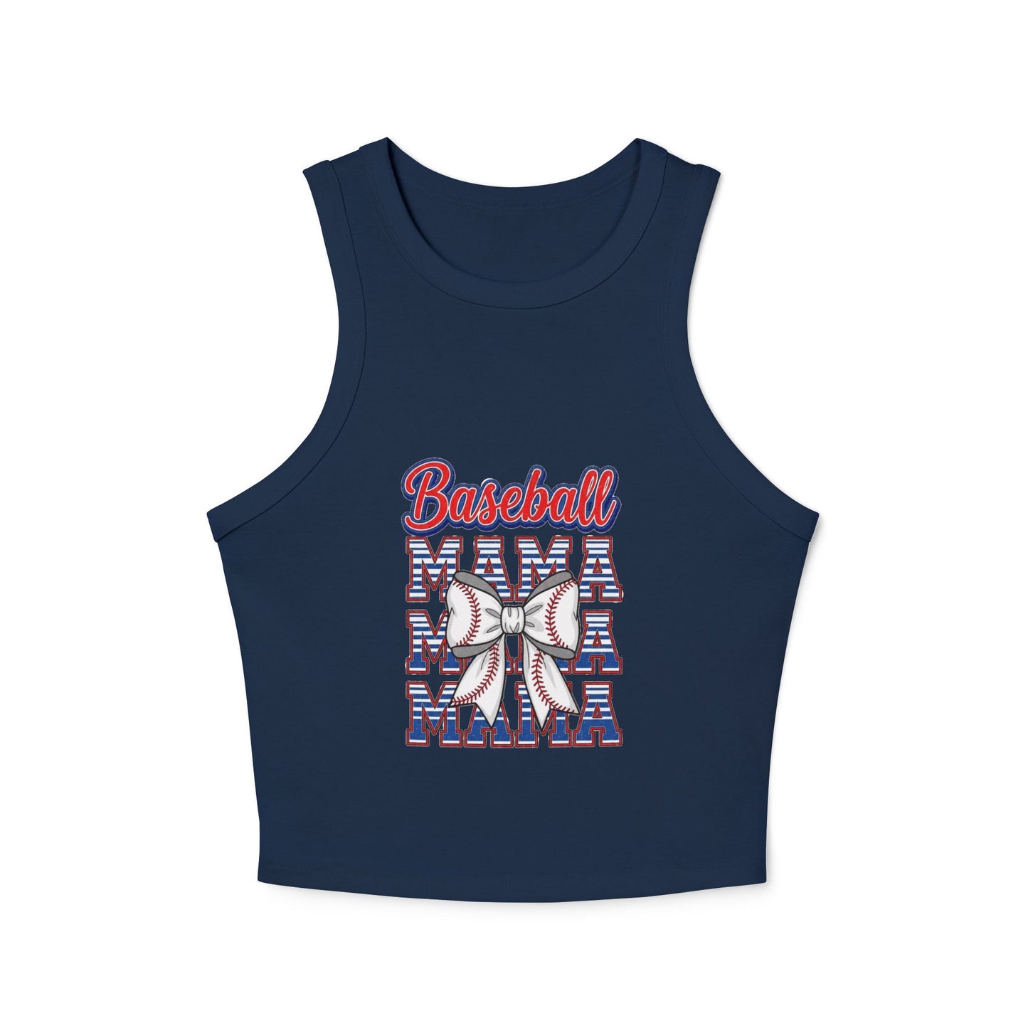 Baseball Mama Racer Tank Top - Women's Micro Ribbed Crop Top