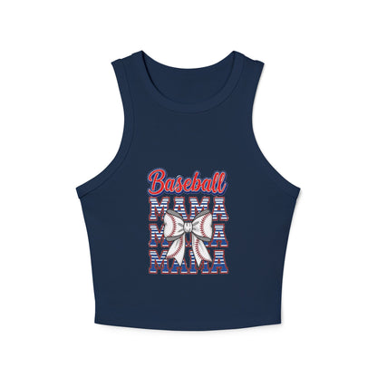 Baseball Mama Racer Tank Top - Women's Micro Ribbed Crop Top
