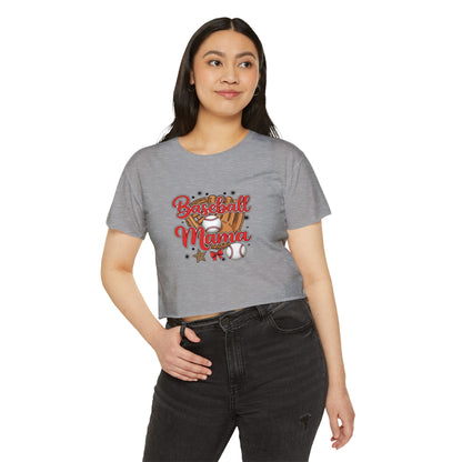 Baseball Mama Women's Festival Crop Top - Cute Summer Tee for Sports Lovers