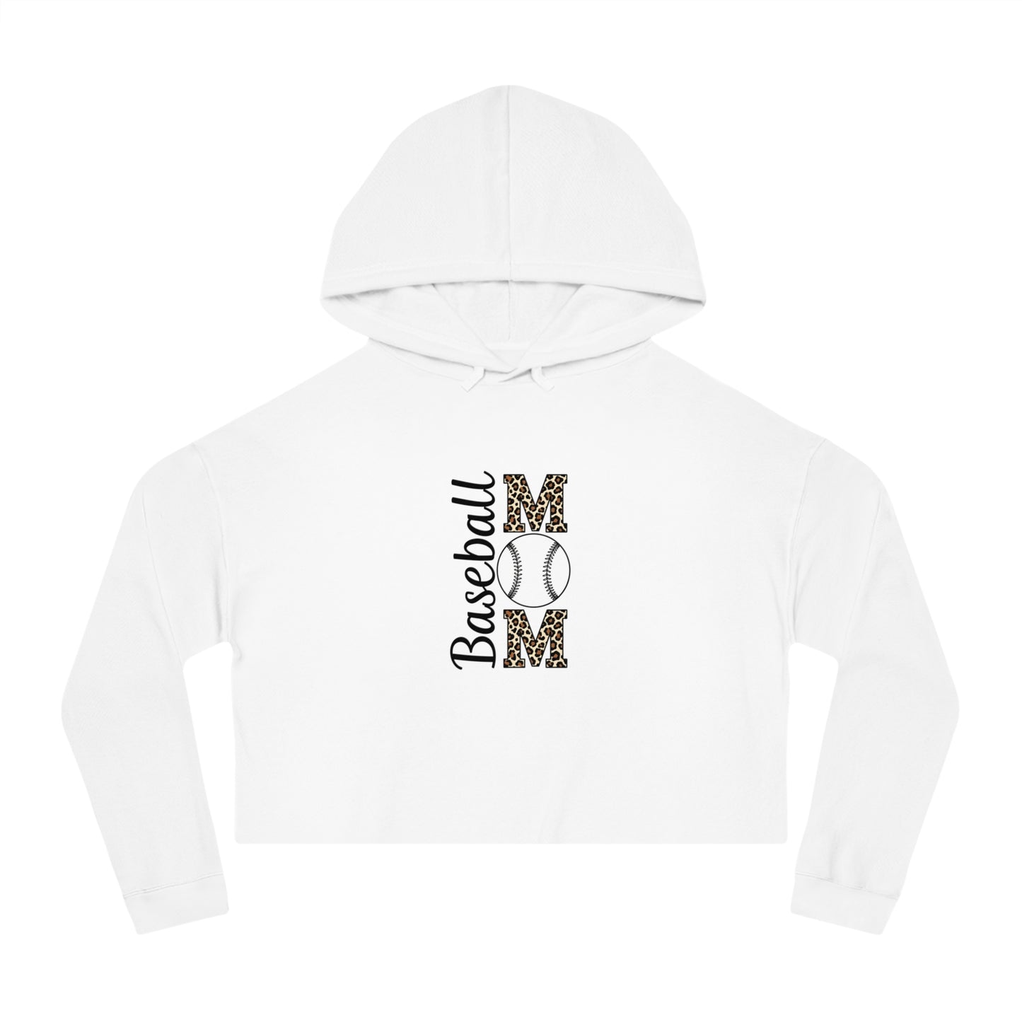 Leopard Print Baseball Mom Cropped Hoodie – Trendy Cropped Game Day Sweatshirt | Cozy Cotton-Poly Blend | Fierce Sports Mom Style
