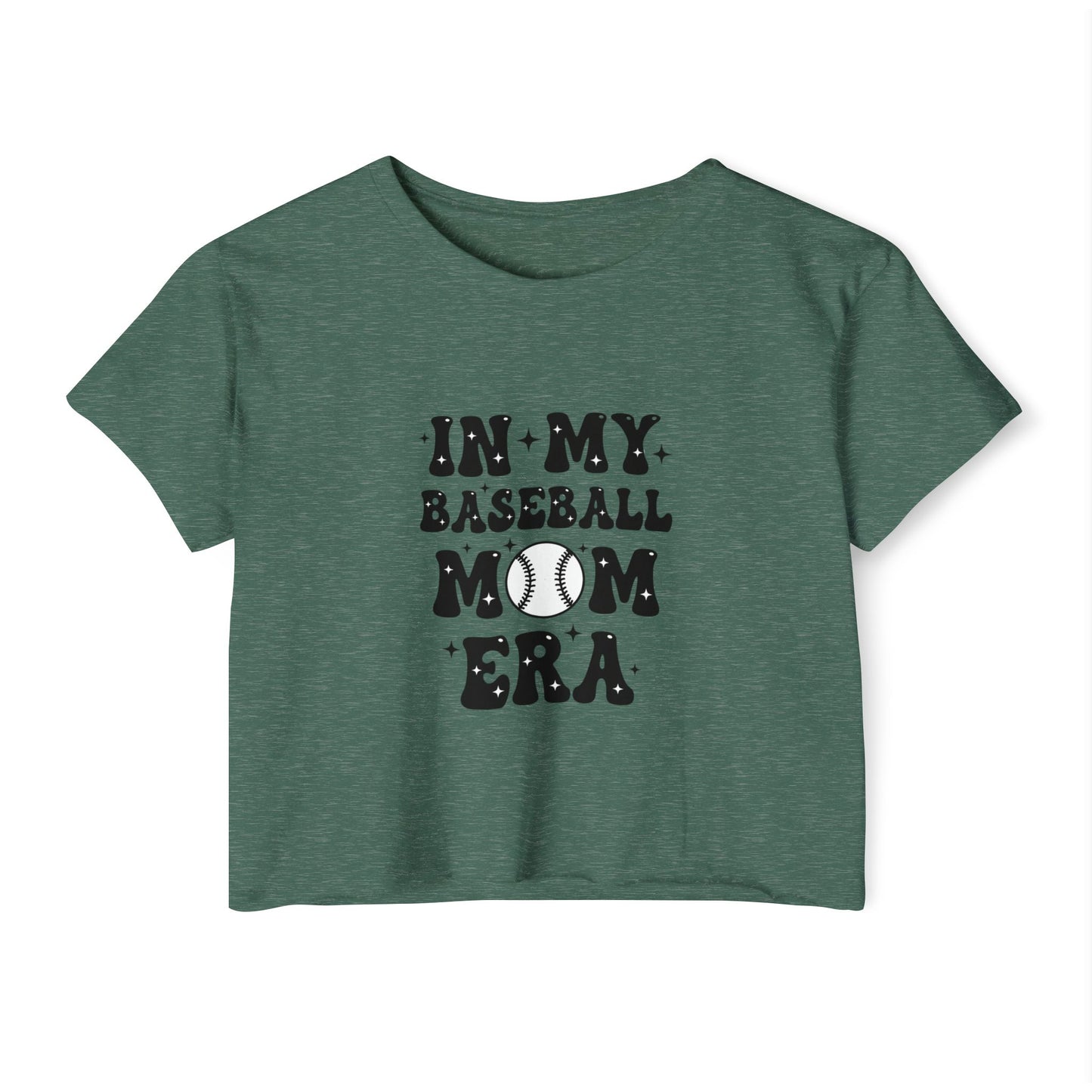 Baseball Mom Crop Top – In My Baseball Mom Era Festival Tee | Lightweight Scoop Neck Crop Shirt | Trendy Game Day Apparel
