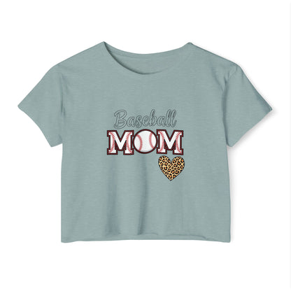 Baseball Mom Festival Crop Top – In My Baseball Mom Era Scoop Neck Tee | Lightweight Raw Hem Crop Shirt | Trendy Game Day Apparel
