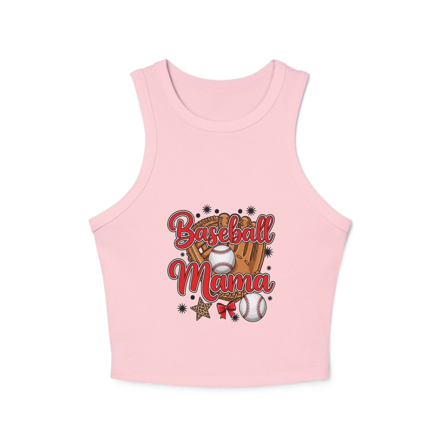 Baseball Mama Micro Rib Racer Tank Top – Fitted High Neck Tank | Baseball Vibes Game Day Shirt | Chic Sports Mom Apparel