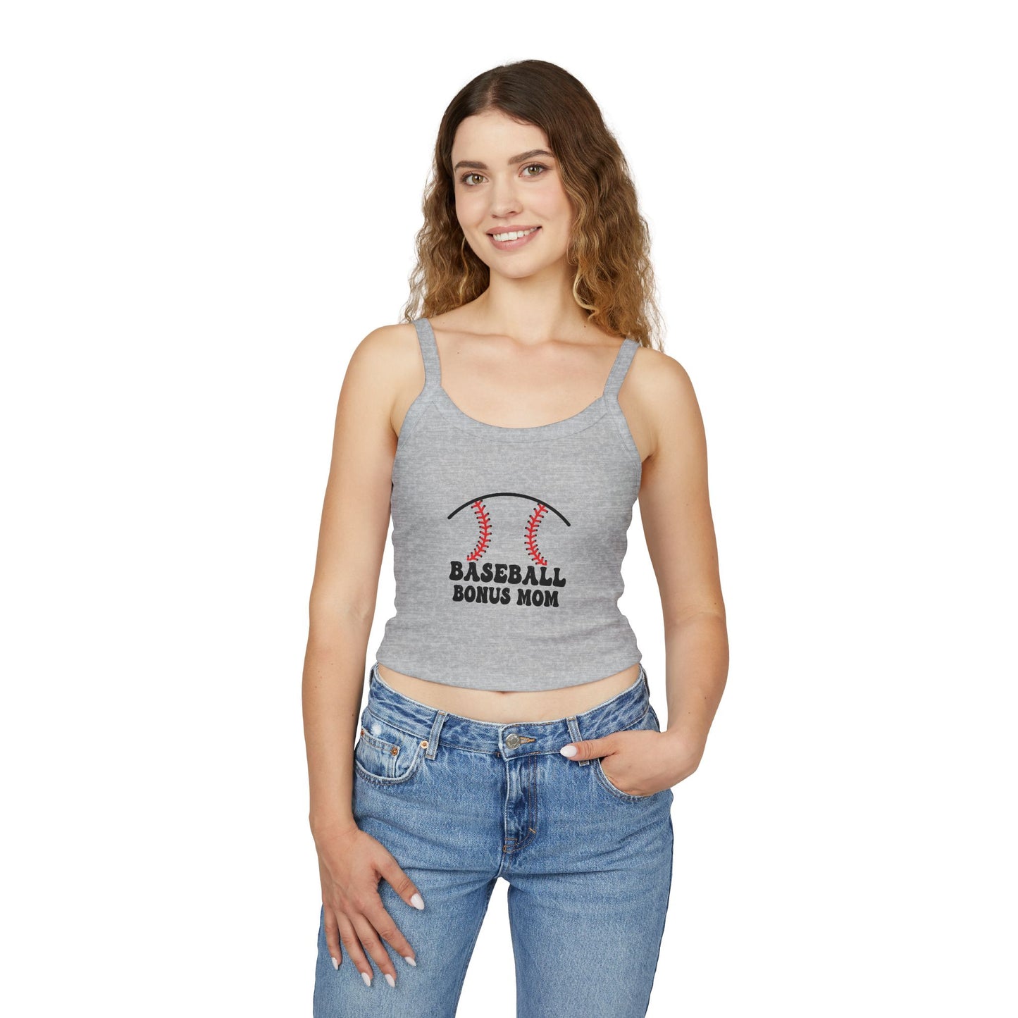 Baseball Bonus Mom Spaghetti Strap Tank Top - The Sideline Tribe