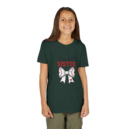 Baseball Sister Youth Short Sleeve Tee – Cute Kids Sports Shirt | Soft & Comfy Game Day Top for Young Fans