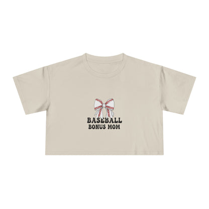 Baseball Bonus Mom Women's Crop Tee - The Sideline Tribe