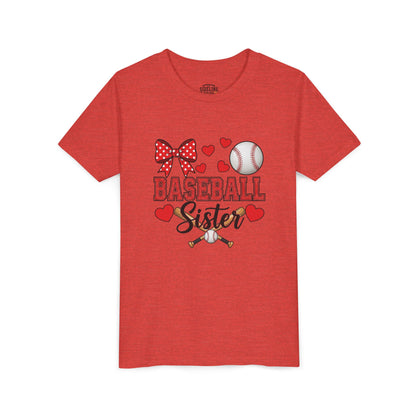 Baseball Sister Youth Tee – Cute Sports Fan Shirt for Girls | Soft Airlume Cotton Kids T-Shirt | Game Day Outfit