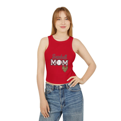 Baseball Mom Micro Rib Racer Tank Top – Fitted High Neck Tank | Chic Game Day Shirt for Sports Moms | Athletic Baseball Mom Apparel