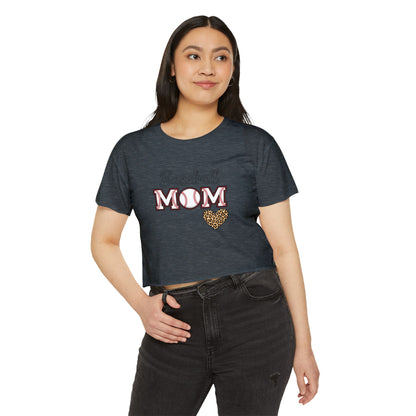 Baseball Mom Festival Crop Top – In My Baseball Mom Era Scoop Neck Tee | Lightweight Raw Hem Crop Shirt | Trendy Game Day Apparel