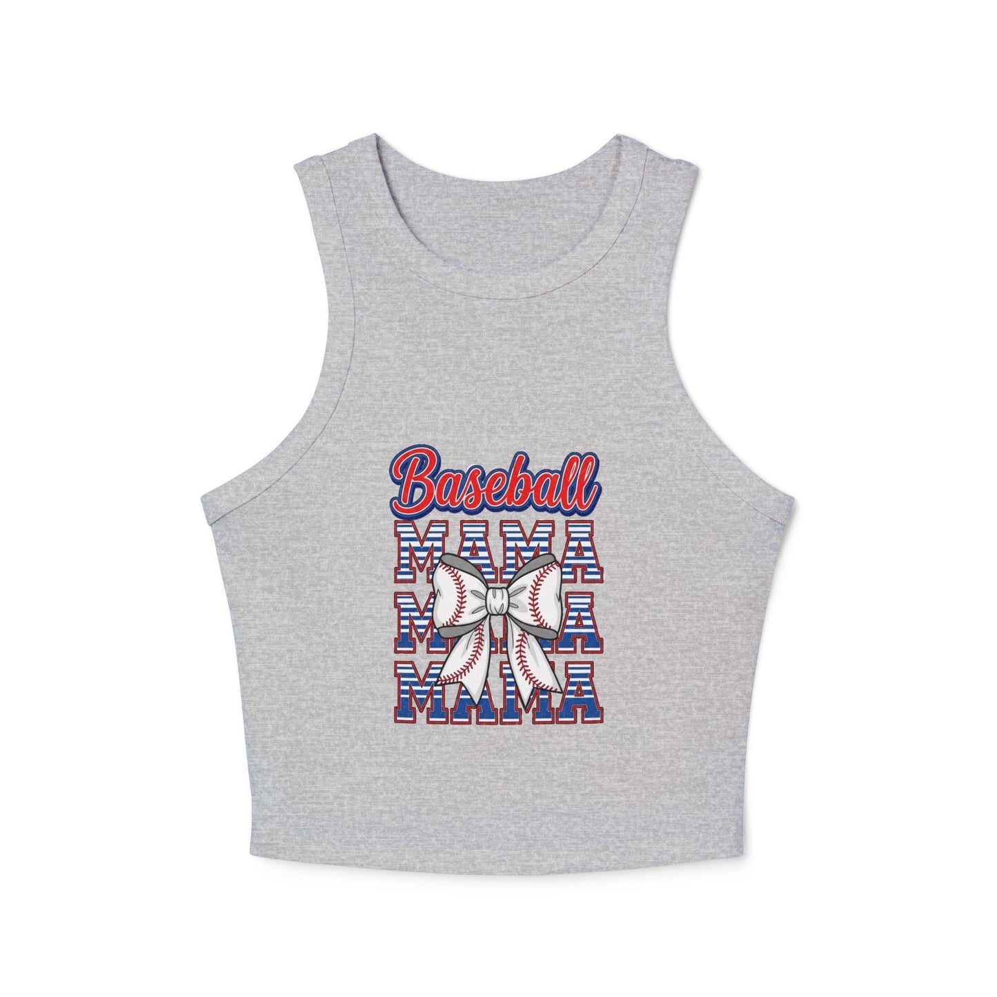 Baseball Mama Racer Tank Top - Women's Micro Ribbed Crop Top