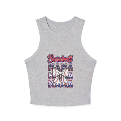 Baseball Mama Racer Tank Top - Women's Micro Ribbed Crop Top
