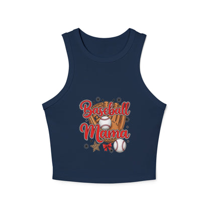 Baseball Mama Micro Rib Racer Tank Top – Fitted High Neck Tank | Baseball Vibes Game Day Shirt | Chic Sports Mom Apparel