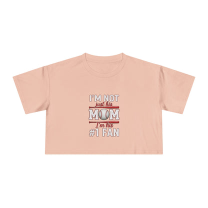 Mom’s #1 Fan Crop Tee – Relaxed Fit Women’s Crop Top | Soft Combed Cotton Game Day Shirt | Trendy Sports Mom Apparel