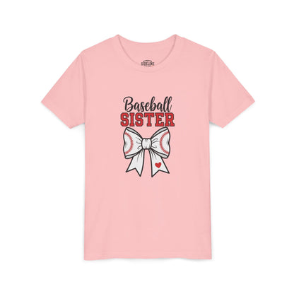 Baseball Sister Youth Short Sleeve Tee – Cute Kids Sports Shirt | Soft & Comfy Game Day Top for Young Fans