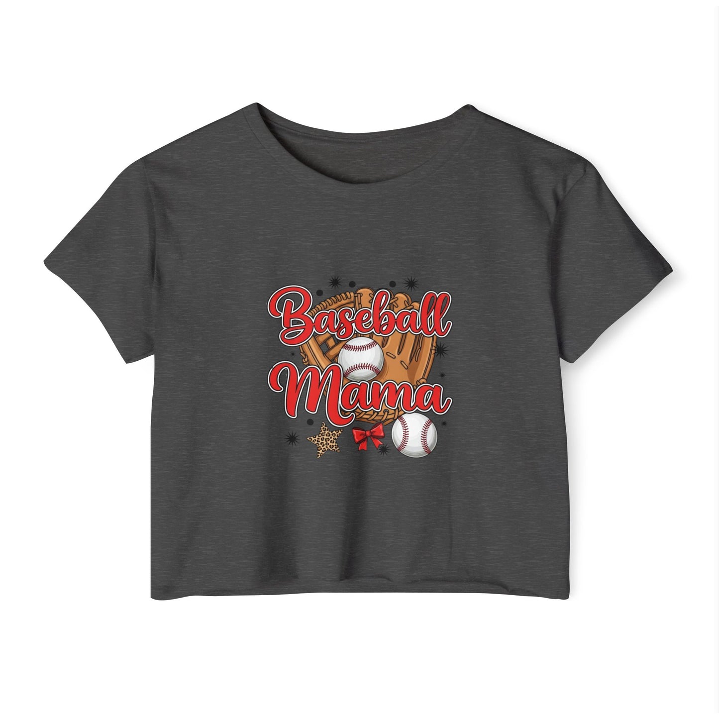 Baseball Mama Women's Festival Crop Top - Cute Summer Tee for Sports Lovers