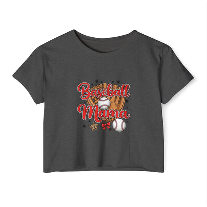 Baseball Mama Women's Festival Crop Top - Cute Summer Tee for Sports Lovers