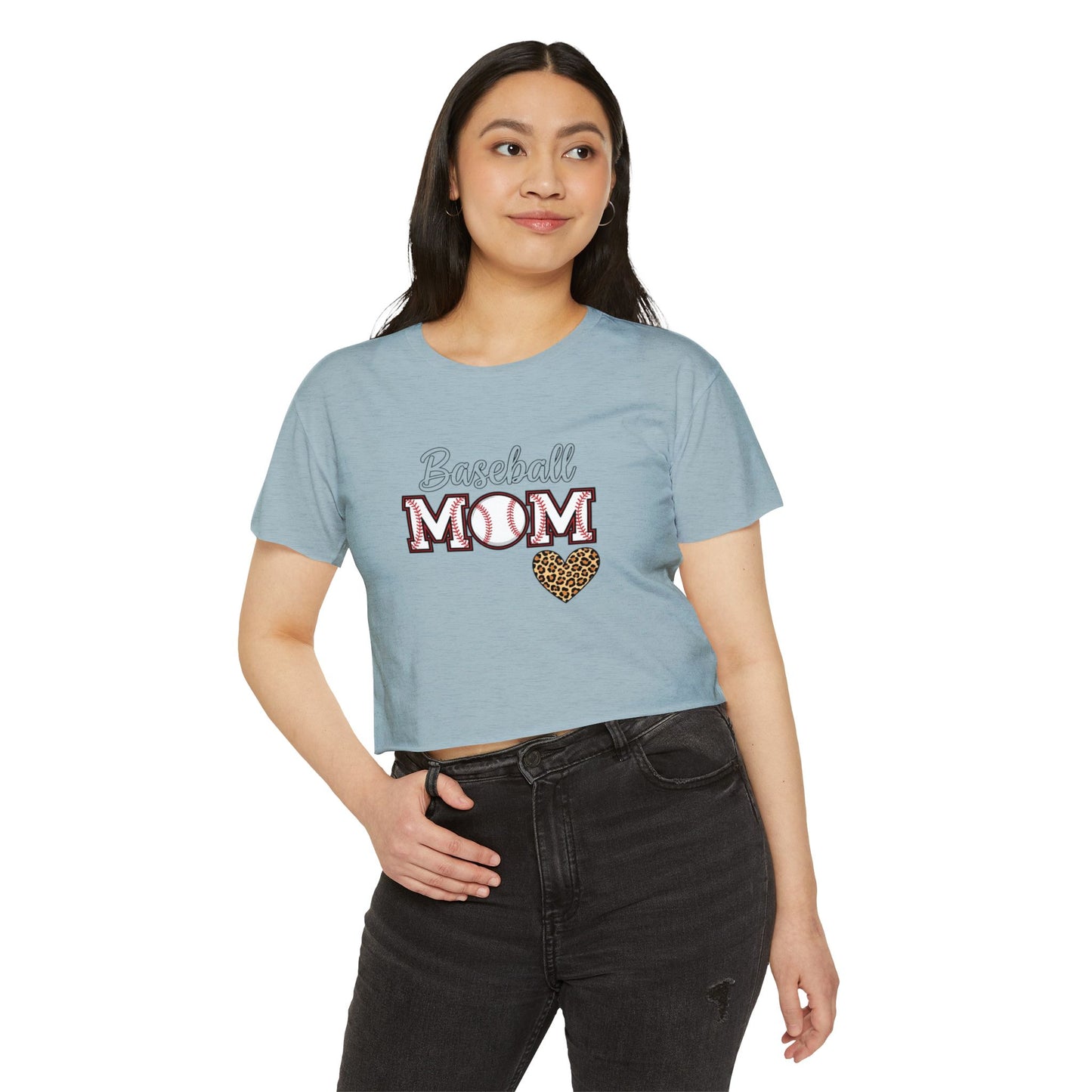 Baseball Mom Festival Crop Top – In My Baseball Mom Era Scoop Neck Tee | Lightweight Raw Hem Crop Shirt | Trendy Game Day Apparel