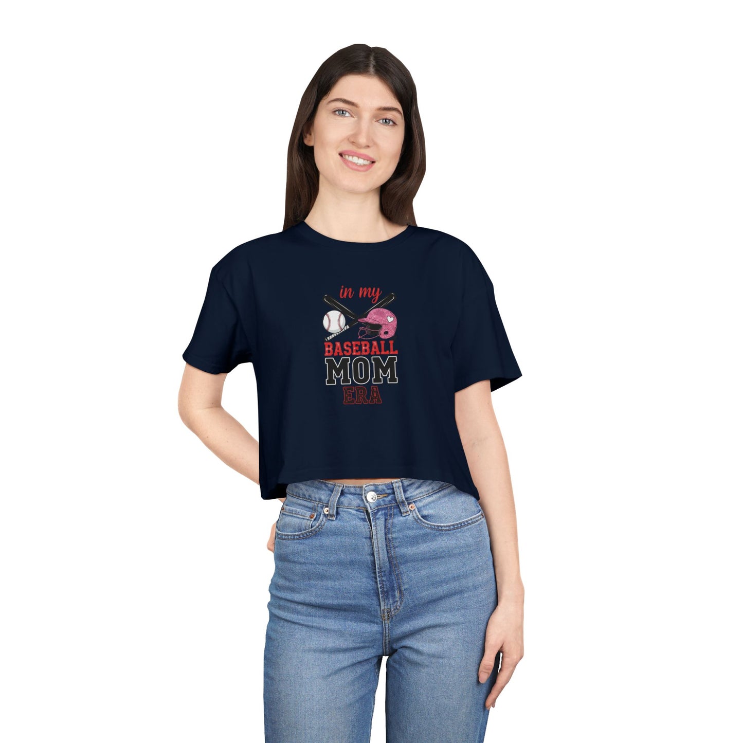 Baseball Mom Crop Tee – Trendy Women's Shirt for Game Day Style - The Sideline Tribe