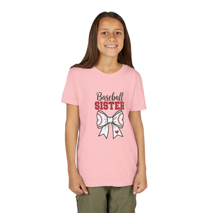 Baseball Sister Youth Short Sleeve Tee – Cute Kids Sports Shirt | Soft & Comfy Game Day Top for Young Fans
