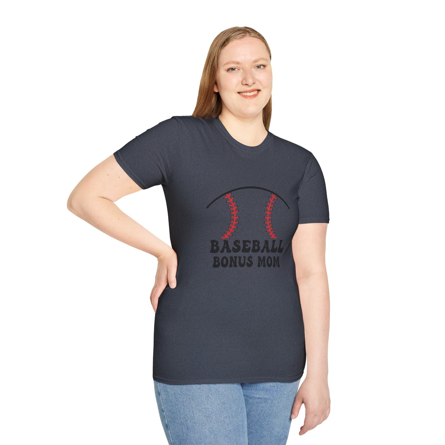 Baseball Bonus Mom Softstyle T-Shirt - The Sideline Tribe