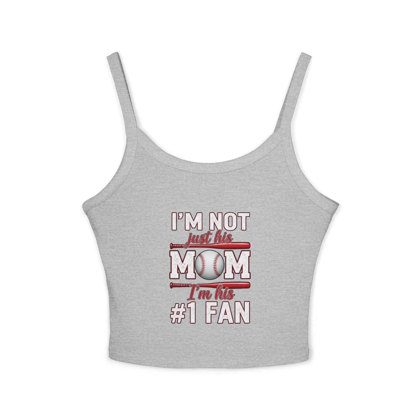 Baseball Mom Spaghetti Strap Tank Top – Soft Cotton-Poly Blend | Thick Strap Mid-Length Tank | Trendy Game Day Top for Sports Moms