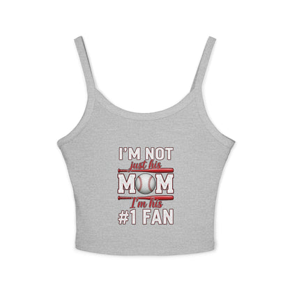 Baseball Mom Spaghetti Strap Tank Top – Soft Cotton-Poly Blend | Thick Strap Mid-Length Tank | Trendy Game Day Top for Sports Moms