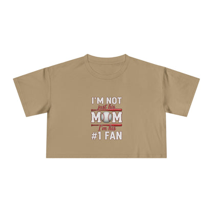 Mom’s #1 Fan Crop Tee – Relaxed Fit Women’s Crop Top | Soft Combed Cotton Game Day Shirt | Trendy Sports Mom Apparel