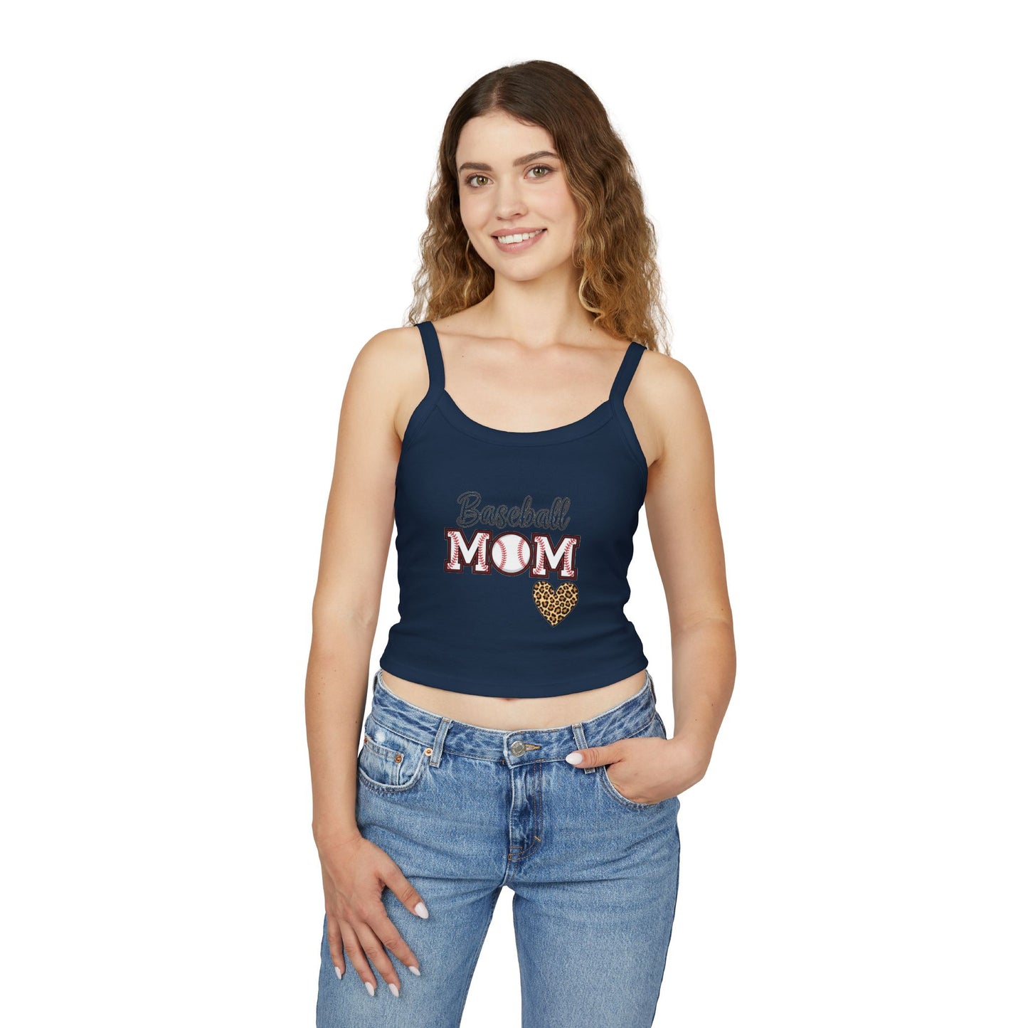 Baseball Mom Spaghetti Strap Tank Top – Soft Cotton-Poly Blend | Supportive Fit | Trendy Game Day Style