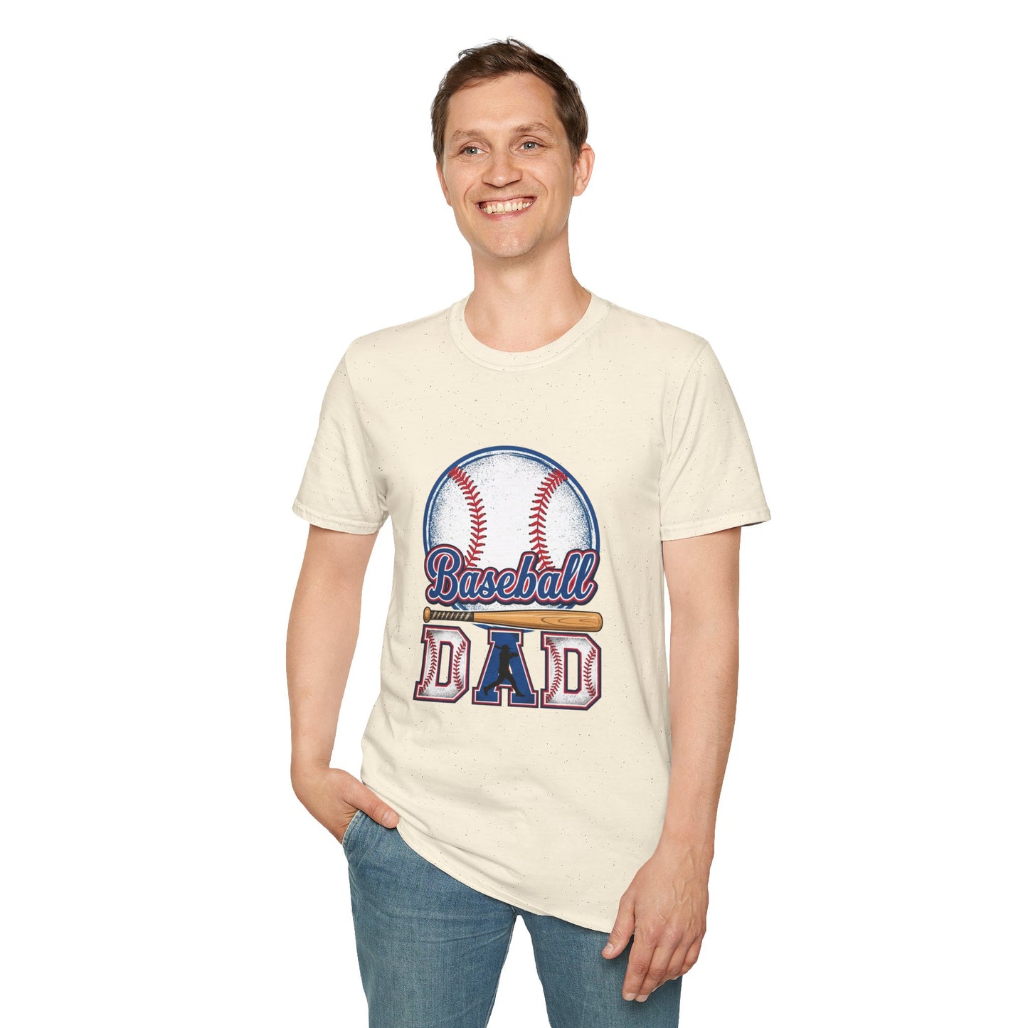 Baseball Dad Unisex Softstyle T-Shirt | Classic Game Day Tee | Premium Ring-Spun Cotton