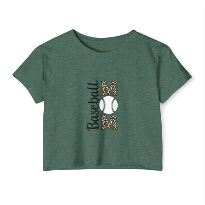 Baseball Mom Crop Top – Lightweight Scoop Neck Festival Tee | Trendy Game Day Shirt | Casual Sports Mom Apparel