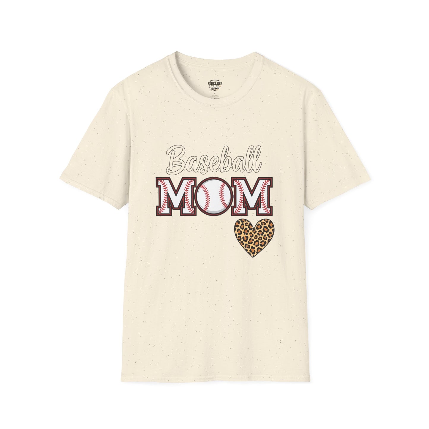 Baseball Mom Leopard Heart T-Shirt – Softstyle Unisex Tee | Trendy Game Day Shirt | Cute Animal Print Baseball Mom Top