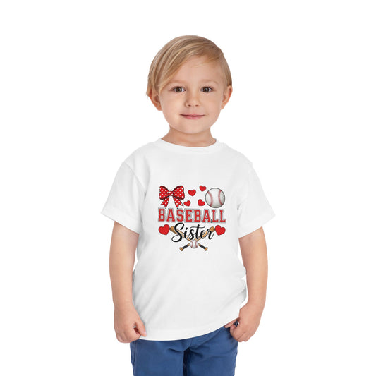 Baseball Sister Toddler Short Sleeve Tee – Soft Cotton Game Day Shirt for Little Fans | Airlume Combed Comfort