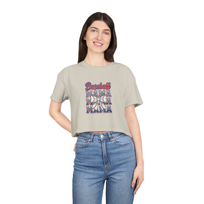 Baseball Graphic Women's Crop Tee - Perfect for Game Day Enthusiasts!