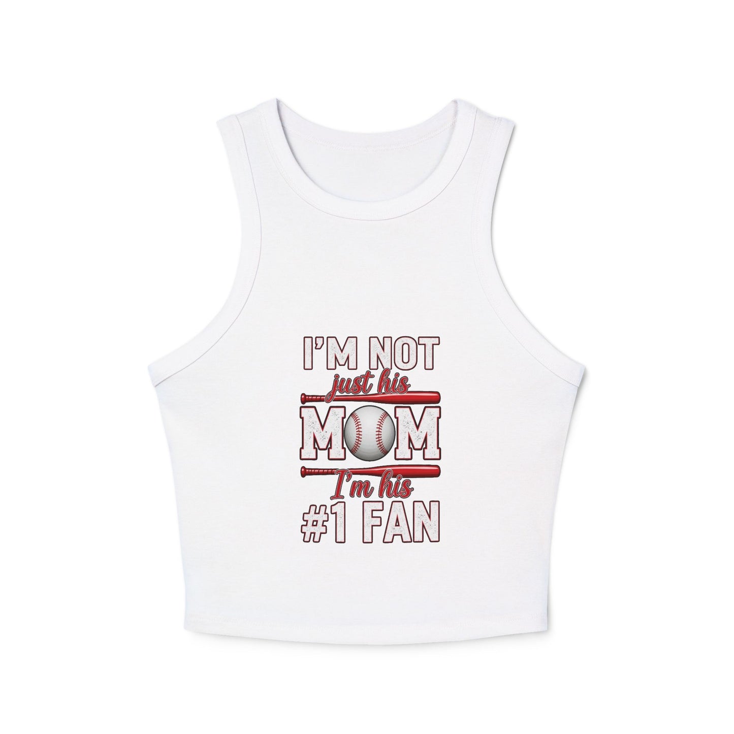 Baseball Mom #1 Fan Tank Top – Fitted Micro Rib High Neck Tank | Soft Cotton-Poly Blend | Stylish Game Day Apparel for Proud Moms