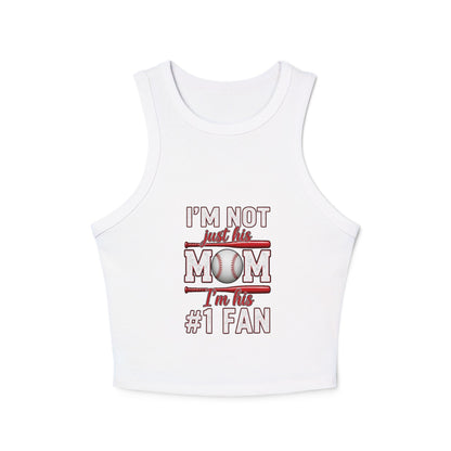 Baseball Mom #1 Fan Tank Top – Fitted Micro Rib High Neck Tank | Soft Cotton-Poly Blend | Stylish Game Day Apparel for Proud Moms