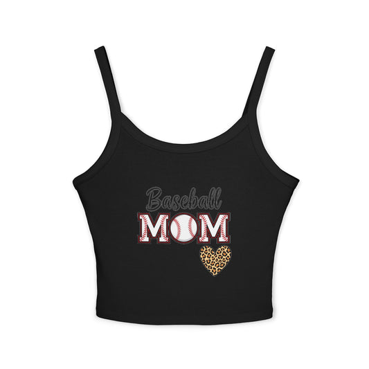 Baseball Mom Spaghetti Strap Tank Top – Soft Cotton-Poly Blend | Supportive Fit | Trendy Game Day Style