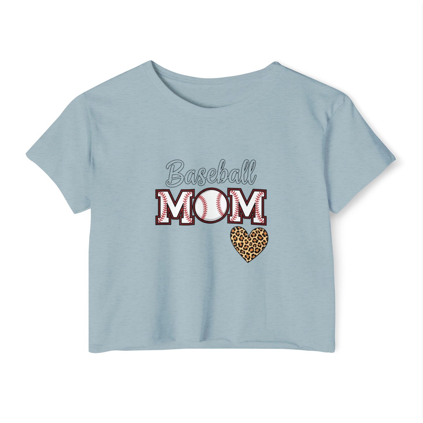 Baseball Mom Festival Crop Top – In My Baseball Mom Era Scoop Neck Tee | Lightweight Raw Hem Crop Shirt | Trendy Game Day Apparel