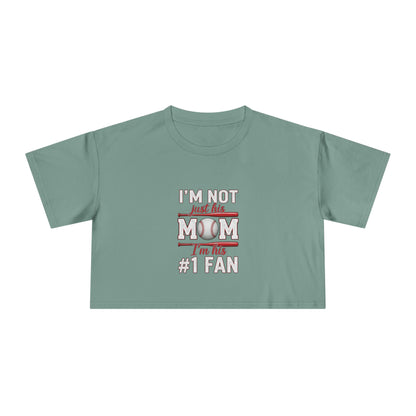 Mom’s #1 Fan Crop Tee – Relaxed Fit Women’s Crop Top | Soft Combed Cotton Game Day Shirt | Trendy Sports Mom Apparel